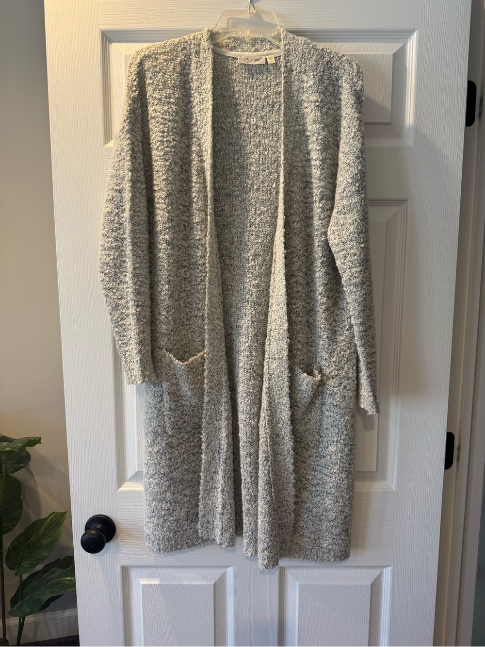 RD Style Heather Gray Bouclé Open-Front Long Cardigan